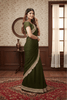 Mehendi Green Solid Georgette Lace Saree