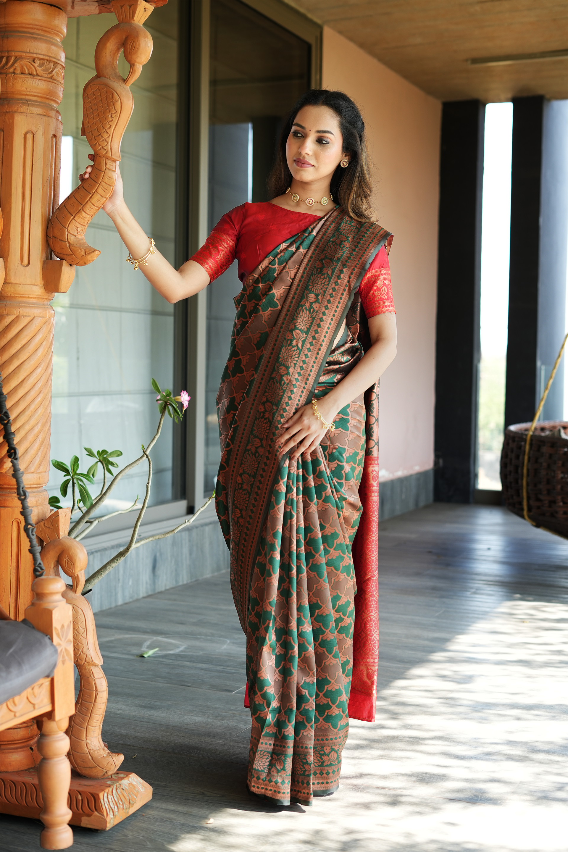 Green Woven Banarasi Silk Saree