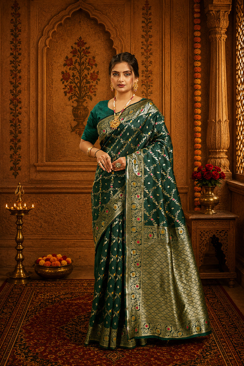 Green Woven Banarasi Silk Saree