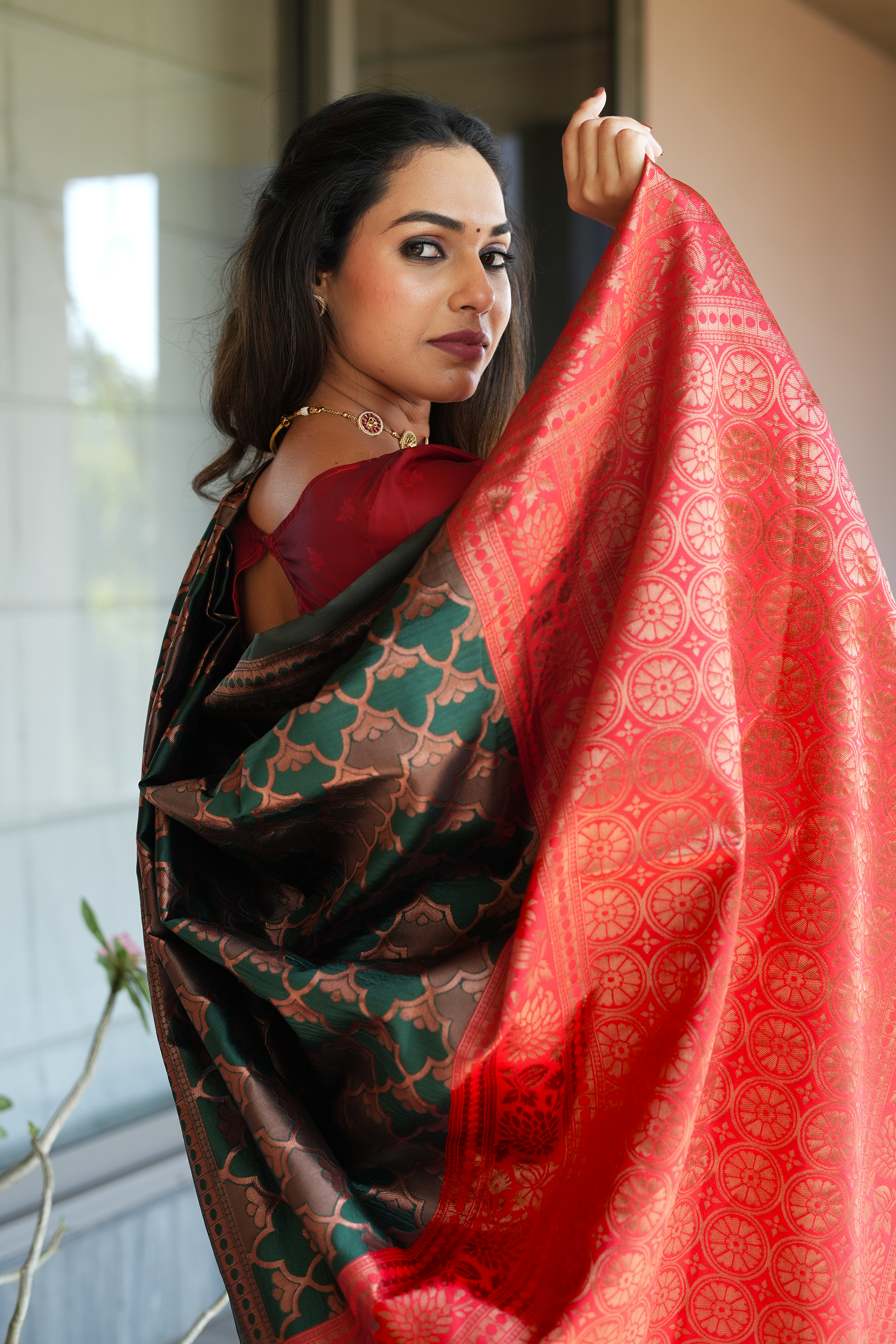 Green Woven Banarasi Silk Saree