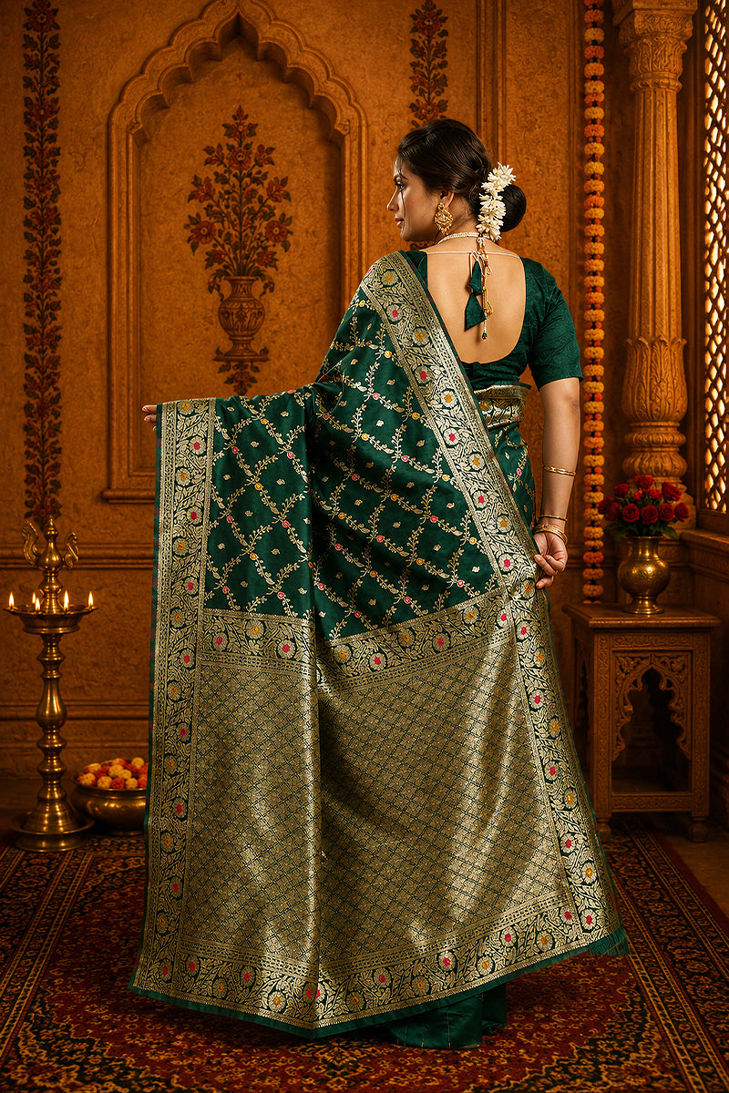Green Woven Banarasi Silk Saree