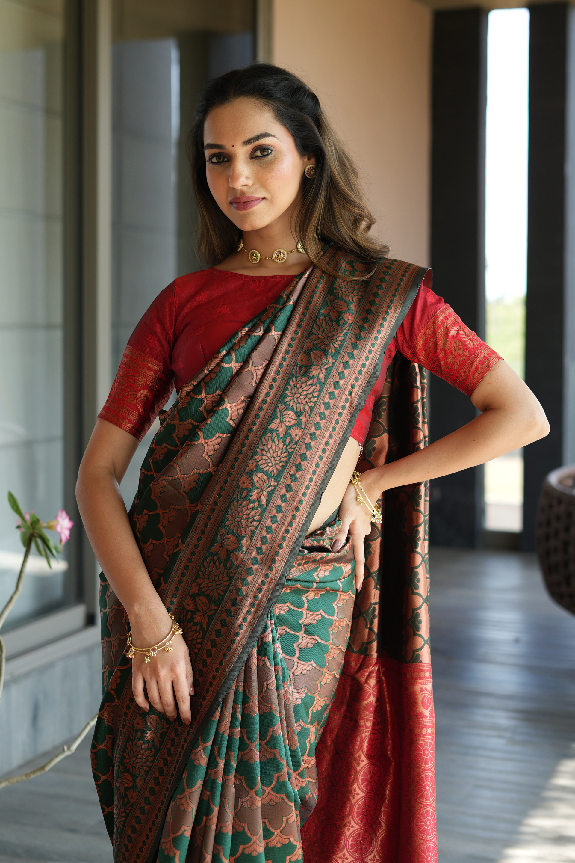 Green Woven Banarasi Silk Saree