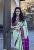 Green Woven Silk Blend Saree
