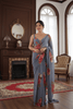 Grey Printed Georgette Lace Saree