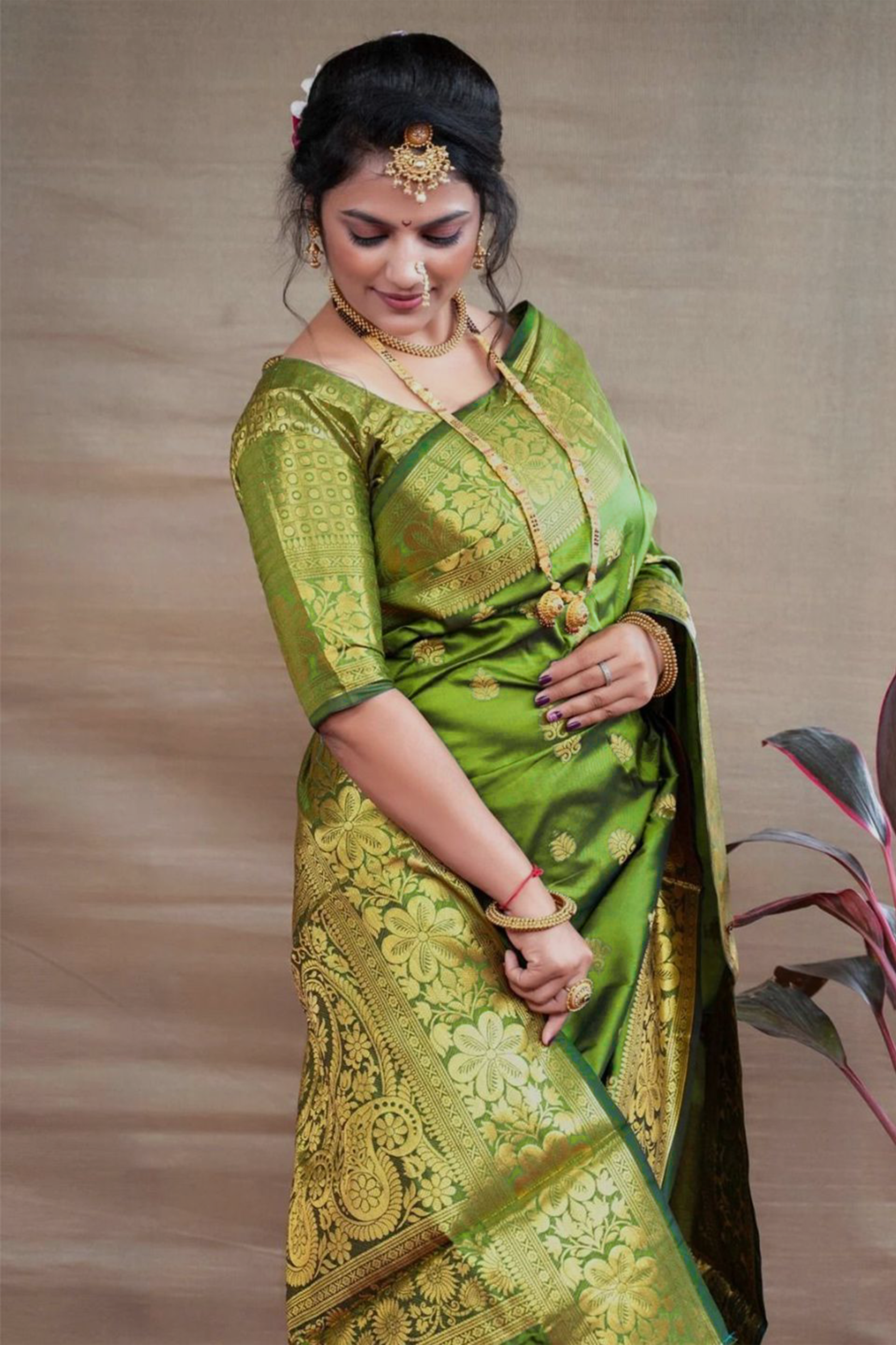 Light Green Woven Silk Blend Saree
