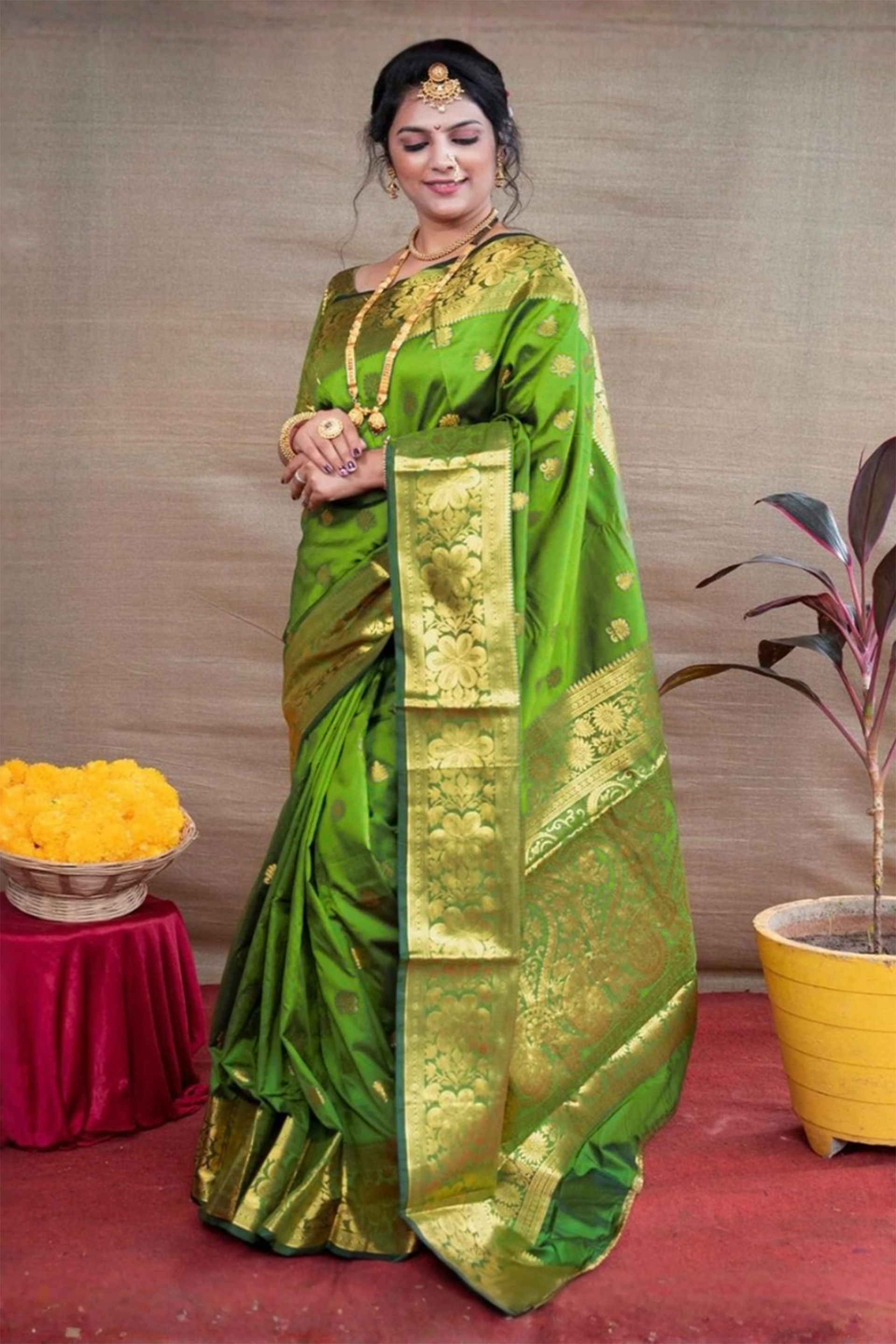 Light Green Woven Silk Blend Saree