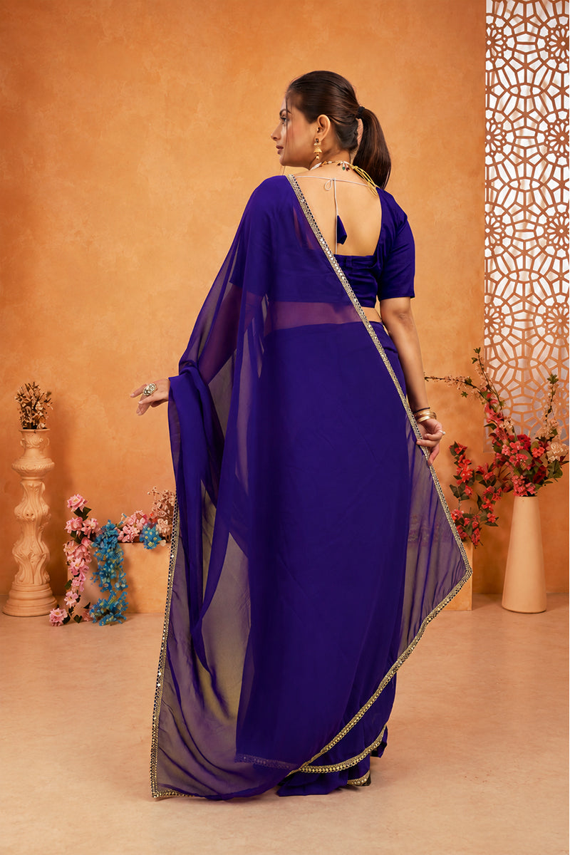 Morpich Mirror Lace Georgette Saree
