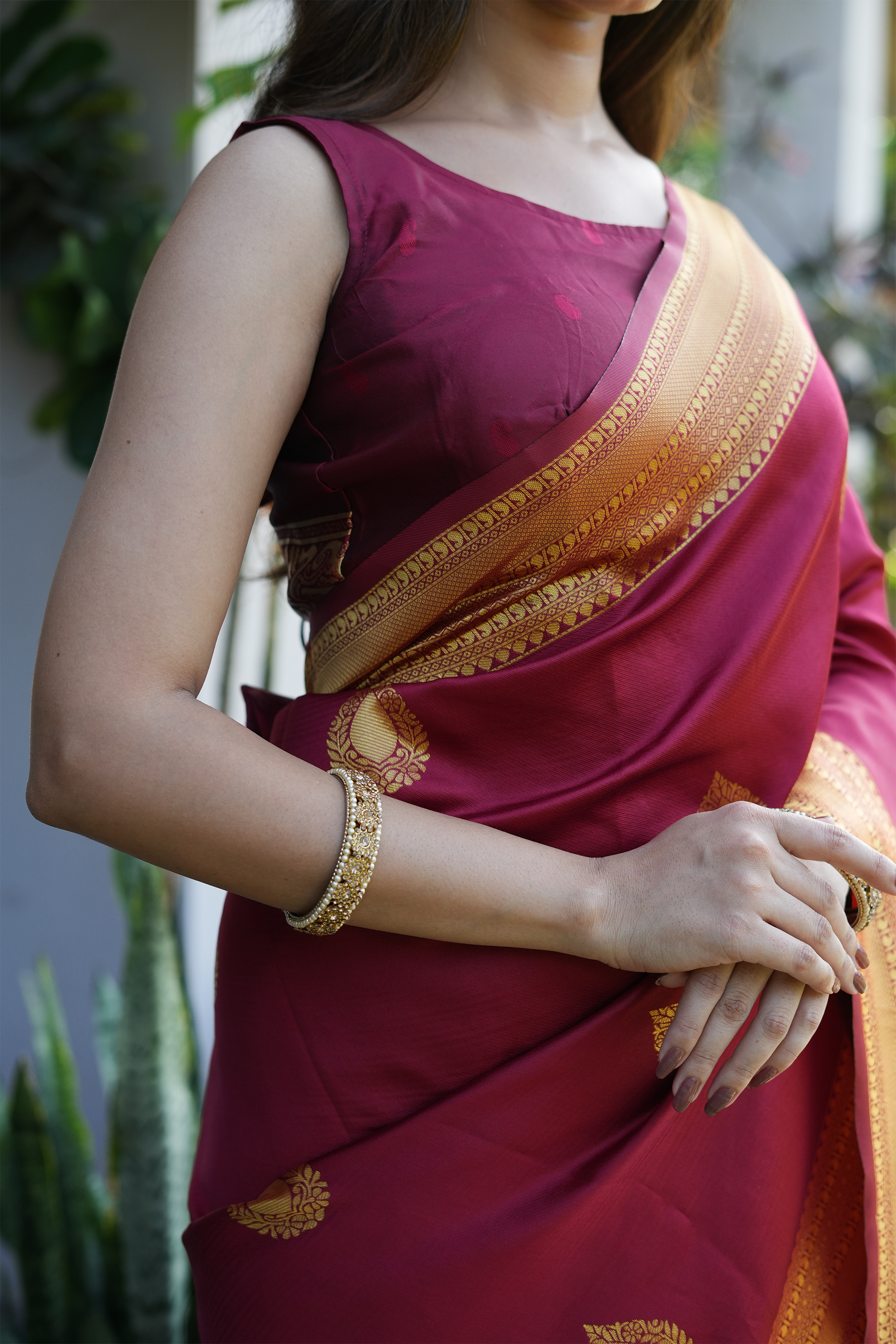 Maroon Banarasi Silk Saree