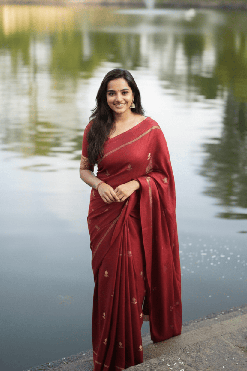 Maroon Khadi Silk Saree