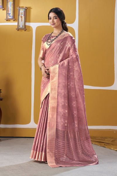 Mauve Linen Cotton Saree