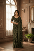 Mehendi Green Foil Printed Georgette Saree