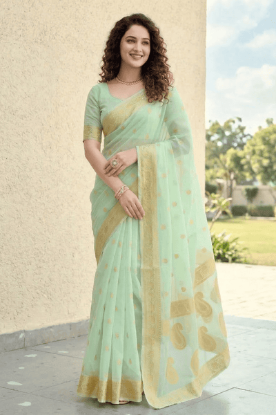 Mint Soft Cotton Silk Saree