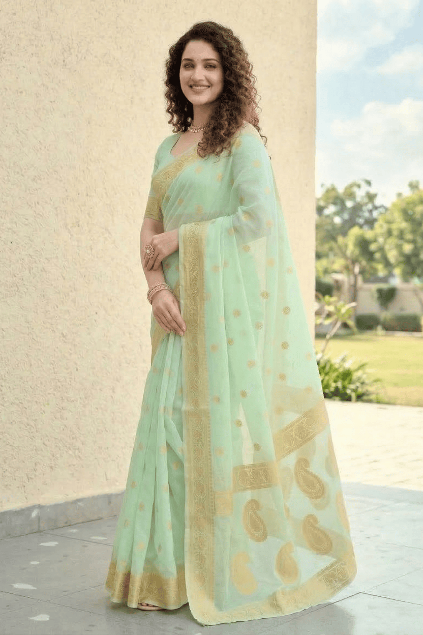 Mint Soft Cotton Silk Saree