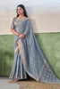 Mist Blue Linen Cotton Saree
