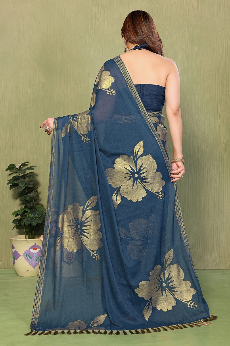 Morpich Foil Printed Georgette Saree