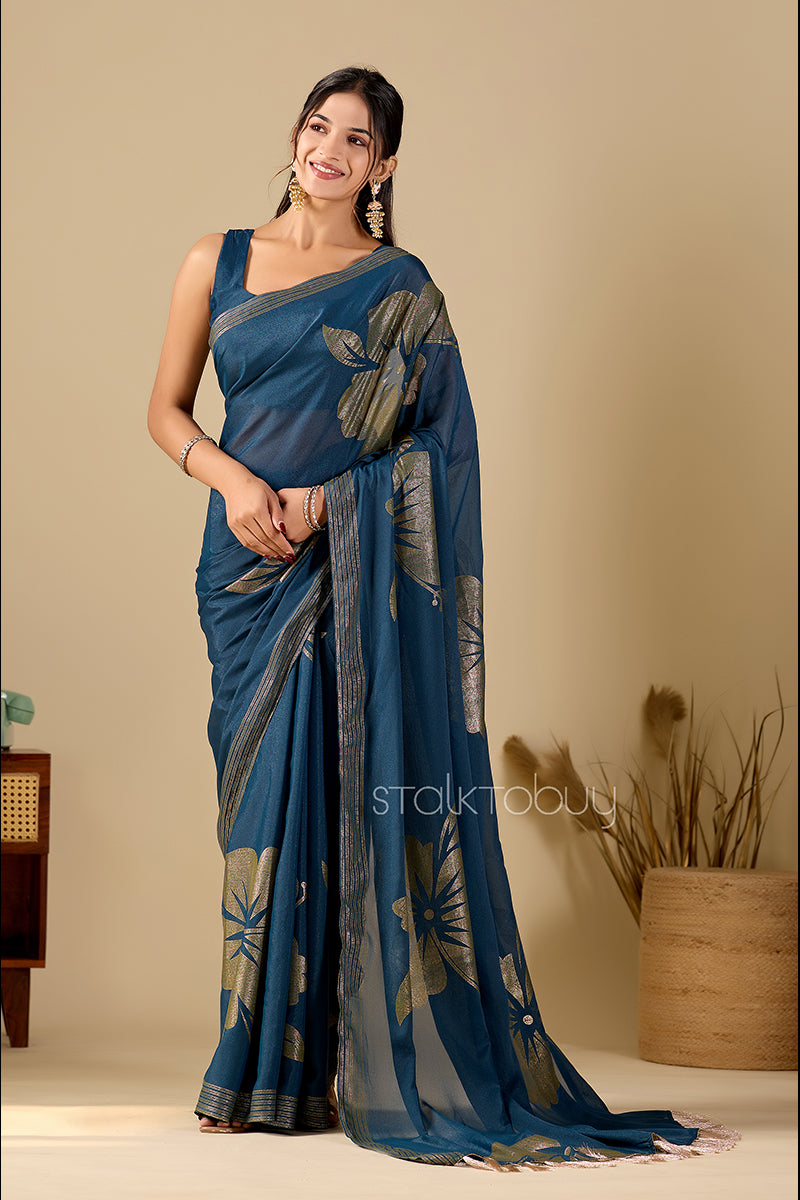 Morpich Foil Printed Georgette Saree