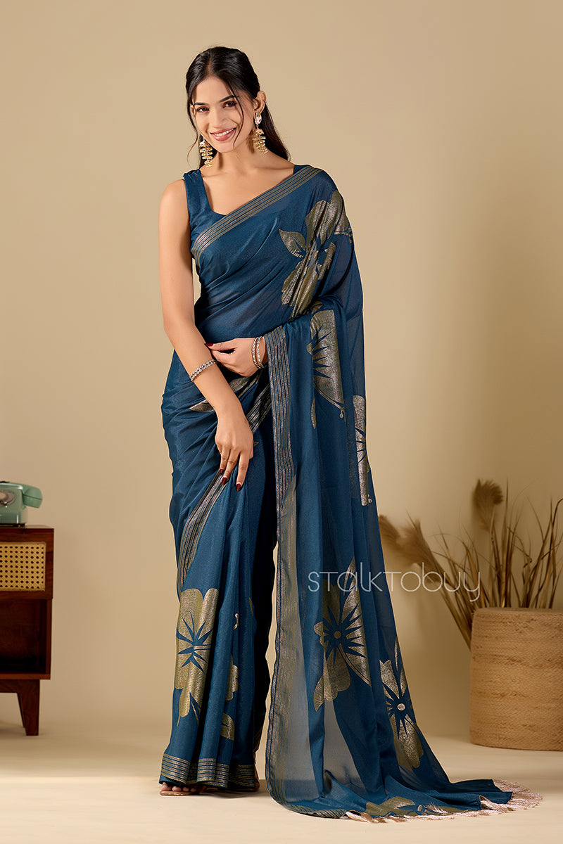 Morpich Foil Printed Georgette Saree