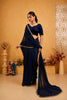 Navy Mirror Lace Georgette Saree