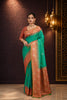 Dark Green Tone Banarasi Handloom Silk Saree