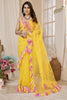Yellow Ruffled Net Fancy Saree