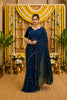 Navy Beaded Swarovski Georgette Fancy Saree