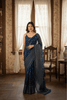 Navy Blue Foil Printed Georgette Saree