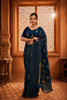 Navy Foil Printed Georgette Saree