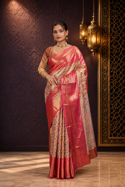Pink Woven Kanjivaram Silk Saree