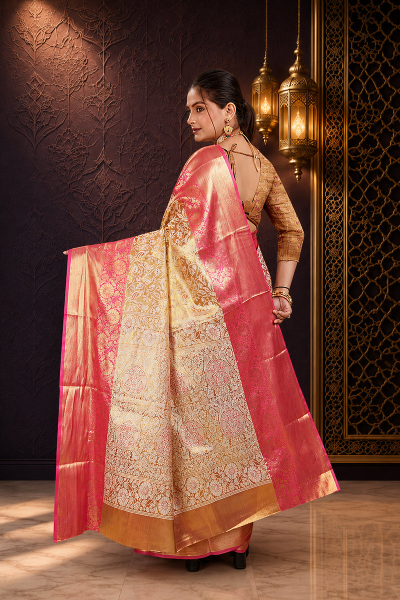 Pink Woven Kanjivaram Silk Saree