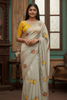 Off White Rangoli Silk Mirror Work Embroidery Saree