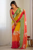 Orange Embroidery Work Georgette Saree