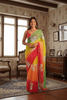 Orange Embroidery Work Georgette Saree