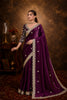 Purple Sequined Embroidered Fancy Chiffon Saree