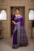Purple Ajrakh Printed Silk Saree