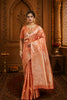 Peach Woven Banarasi Silk Saree