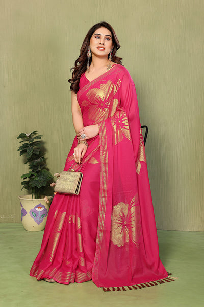 Pink Foil Printed Georgette Saree