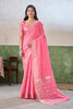 Pink Linen Cotton Saree