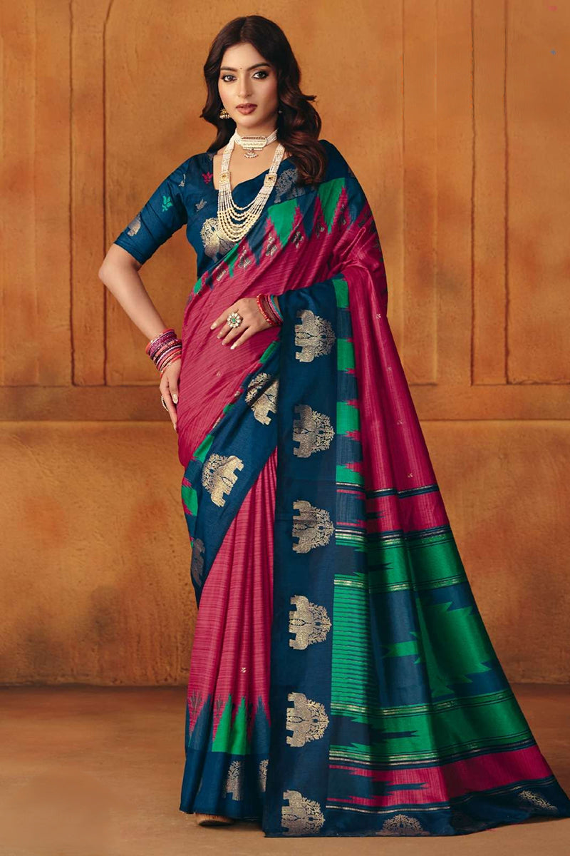 Pink Manipuri Printed Saree With Foil Work