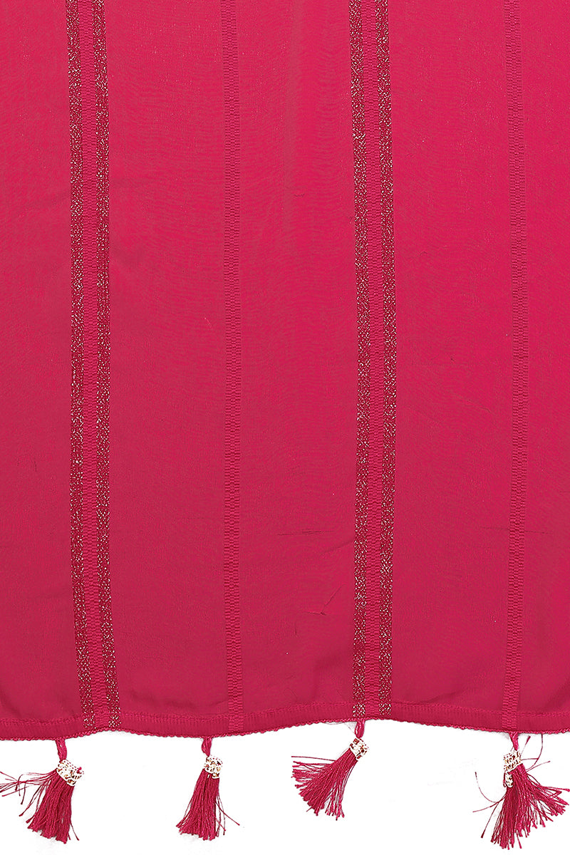 Pink Plain Georgette Saree