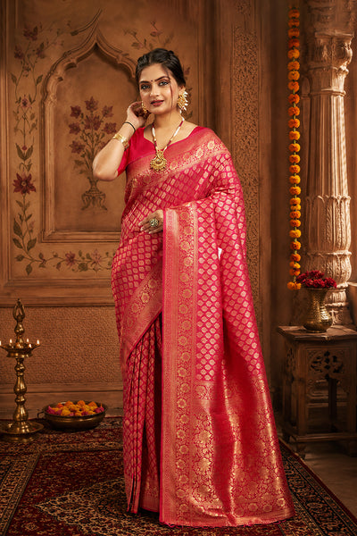 Pink Pure Soft Khadi Silk Saree