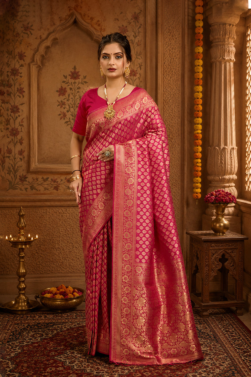 Pink Pure Soft Khadi Silk Saree