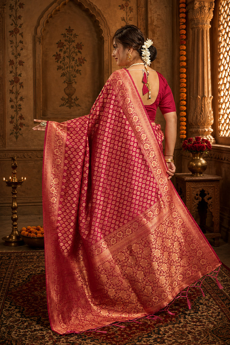 Pink Pure Soft Khadi Silk Saree