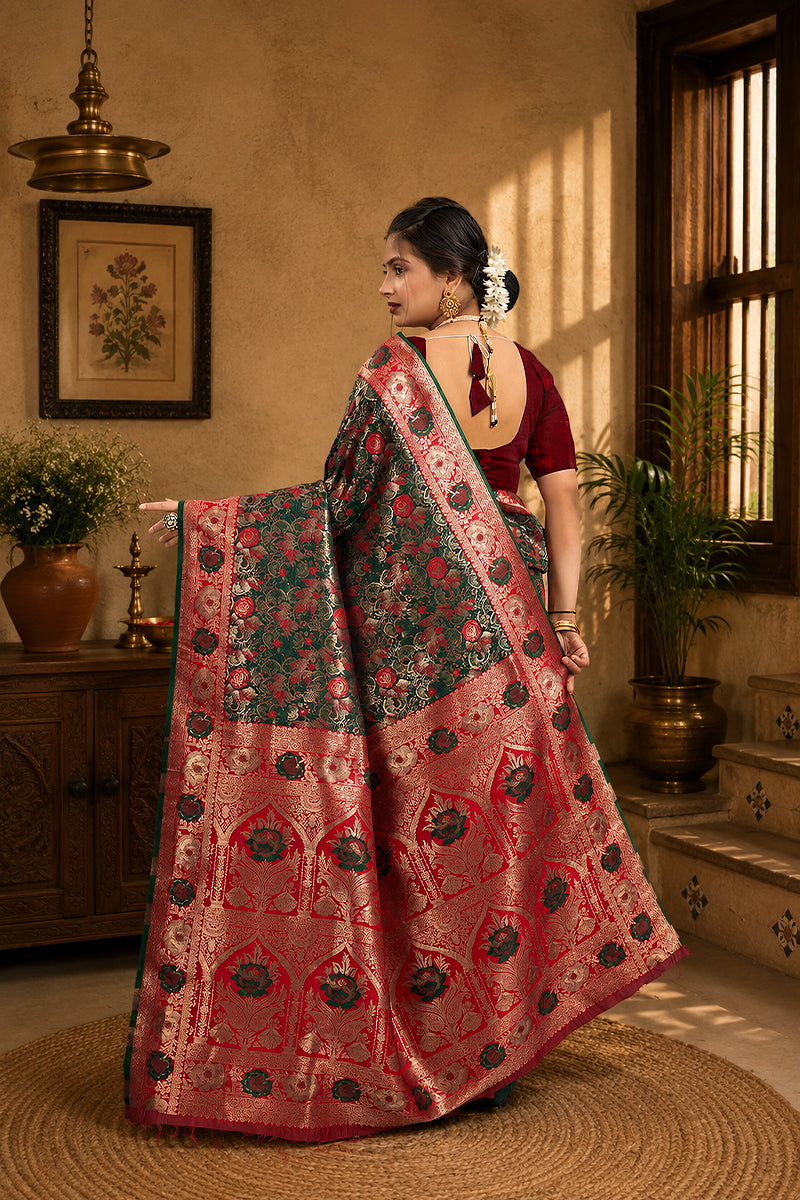 Pink Woven Kanjivaram Silk Saree