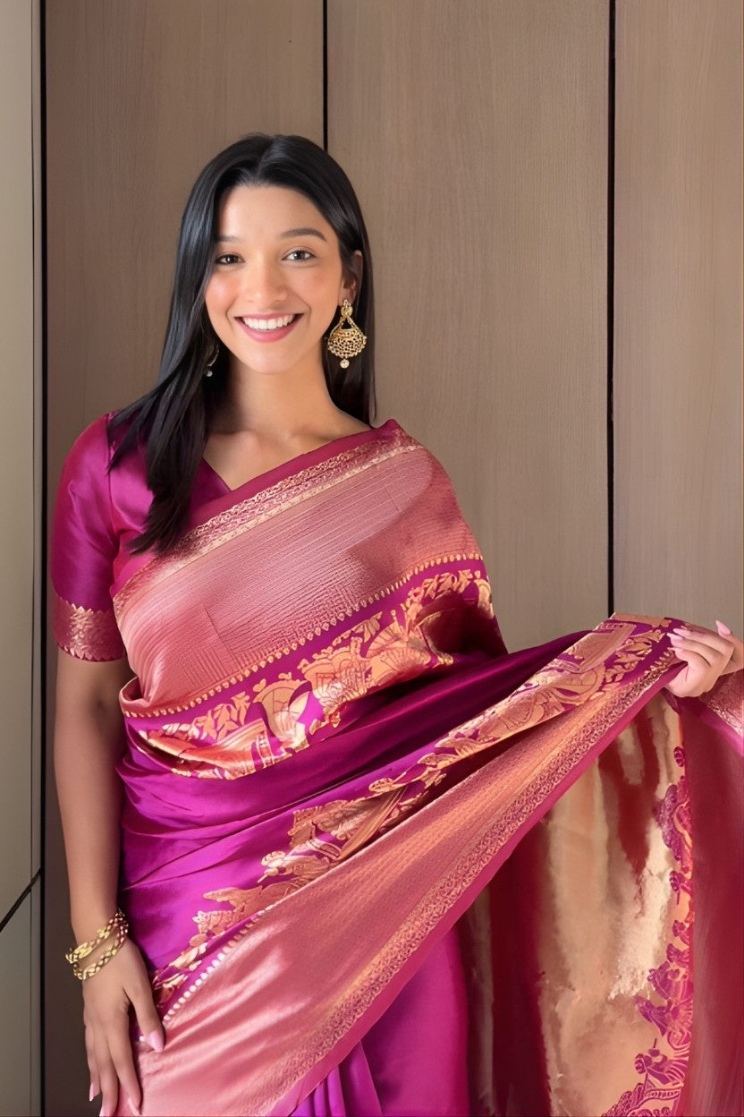 Purple Banarasi Silk Saree