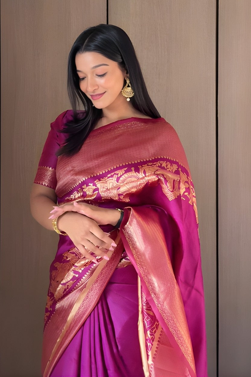 Purple Banarasi Silk Saree