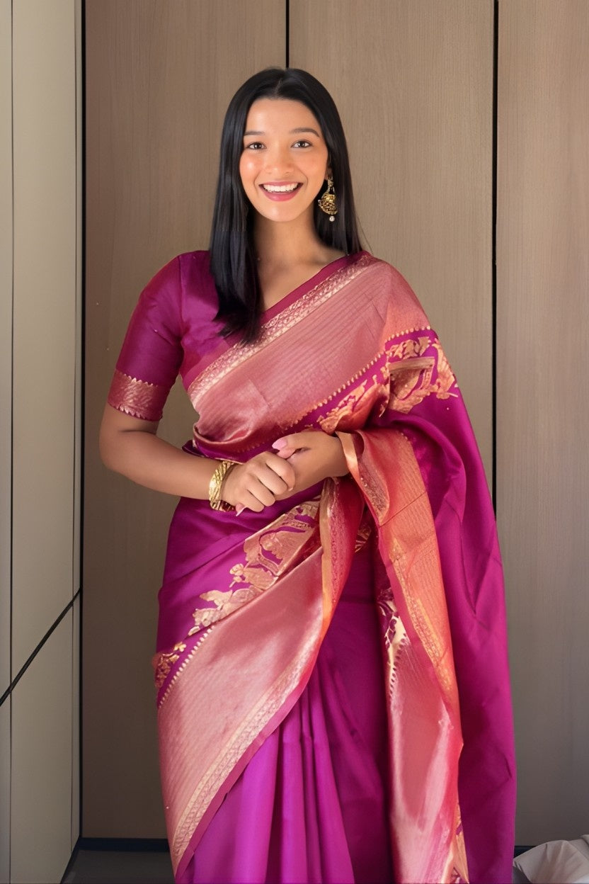 Purple Banarasi Silk Saree