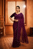 Purple Beaded Swarovski Georgette Fancy Saree
