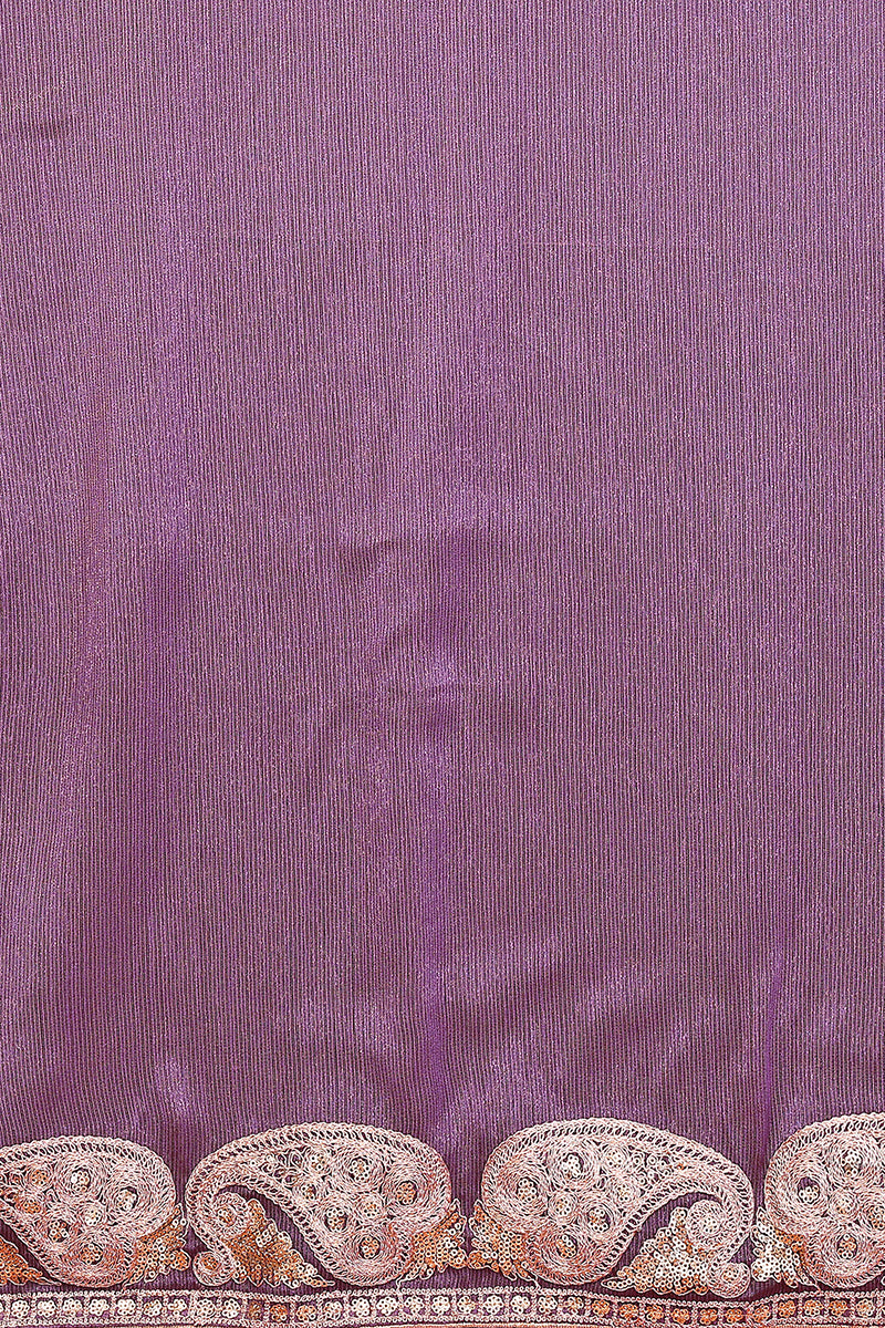 Purple Chiffon Embroidered Saree