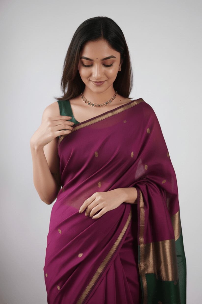 Purple Cotton Silk Saree