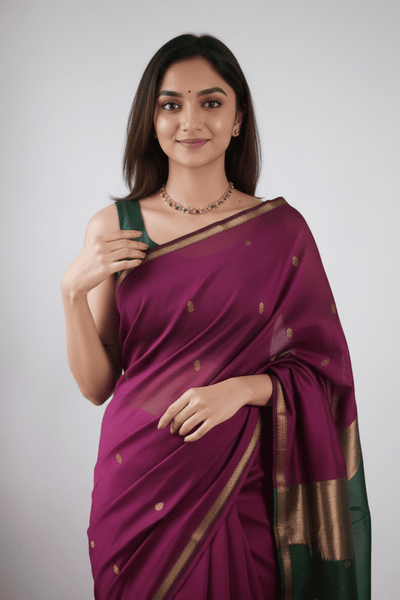 Purple Cotton Silk Saree